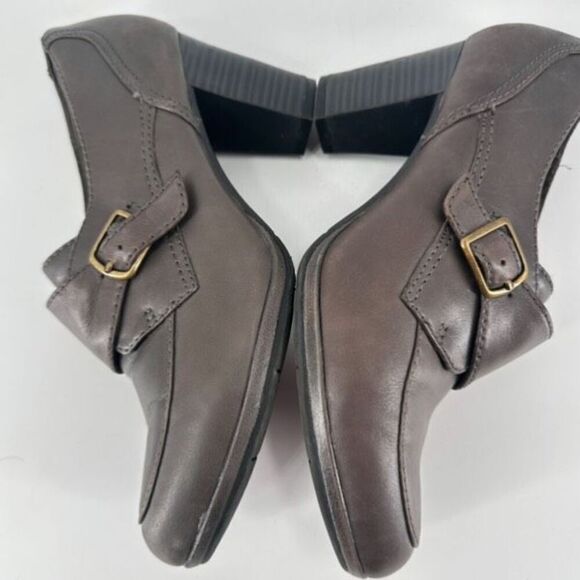 Clarks Collection Women's Leather Block Heel Side Zip Pumps Heels Taupe Size 8M - Picture 6 of 12